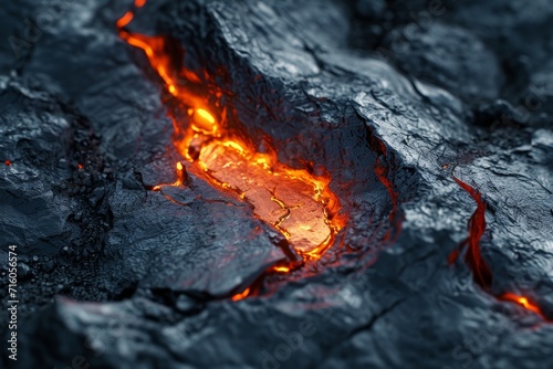 Amidst the fiery passion of a volcanic eruption, a heart-shaped lava flow symbolizes the unbreakable bond of a couple in love on valentine's day