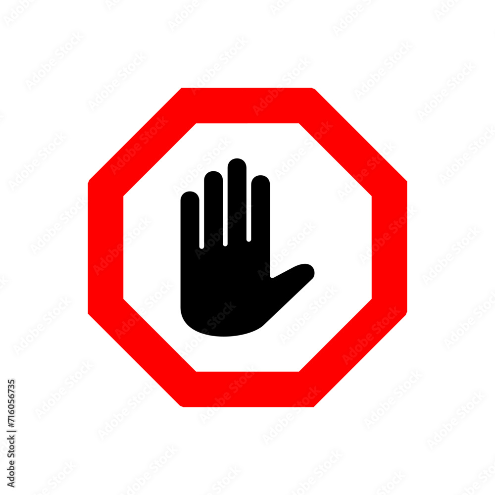 Stop icon vector. stop road sign. hand stop icon vector Stop icon vector. stop road sign. hand stop icon vector