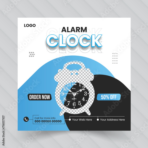 Alarm clock social media post design