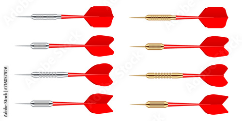 Cuadro en lienzo Red dart arrows with metal tip isolated on white background