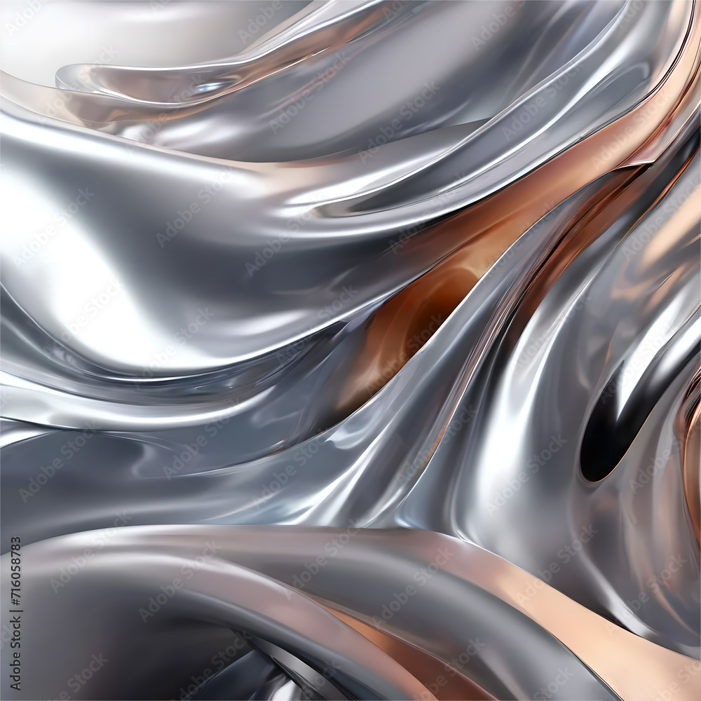 3D abstract holo chrome shapes dark background 3D abstract holo chrome shapes dark background