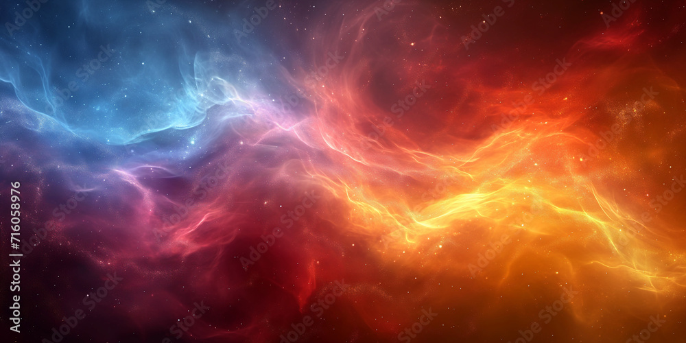 Abstract Nebula Fusion in Red and Blue