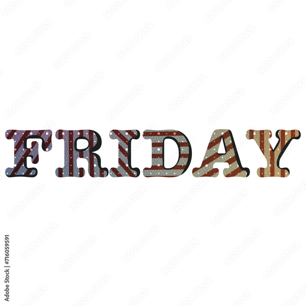 Friday font PNG, striped letters, Days of the week Friday font PNG, striped letters, Days of the week