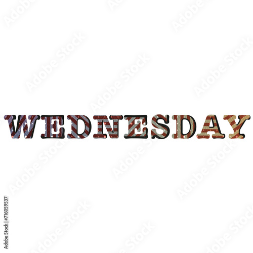 Wednesday font PNG, striped letters, Days of the week