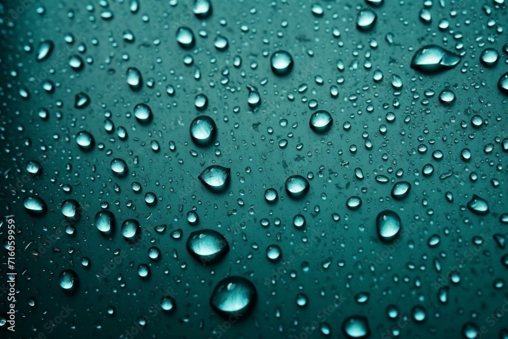 Background image of multiple water droplets (aquamarine). Generative AI