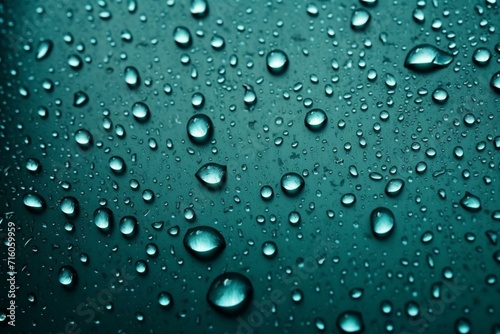 Background image of multiple water droplets (aquamarine). Generative AI