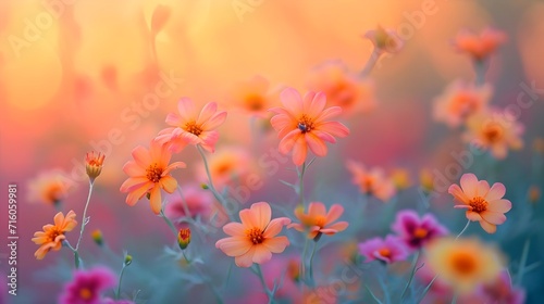 Sunset Glow on Vibrant Wildflowers © FEROHORA