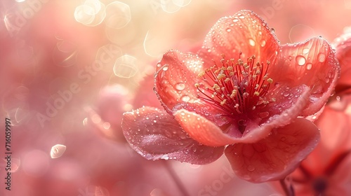 Dew-Kissed Red Flower in Soft Light © FEROHORA