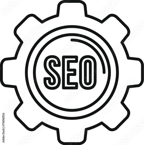 Seo gear engine icon outline vector. Audience content. Seo global rank