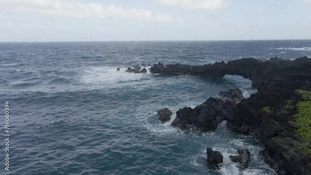Drone shot of Wai anapanapa State Park coast line on the road to Hana, Maui, Hawaii Drone shot of Wai anapanapa State Park coast line on the road to Hana, Maui, Hawaii