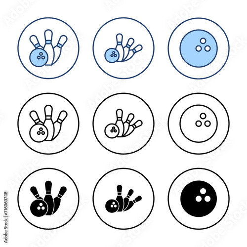 Bowling icon vector. bowling ball and pin sign and symbol.