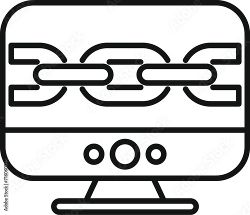 Seo chain computer icon outline vector. Seo website. Market boost