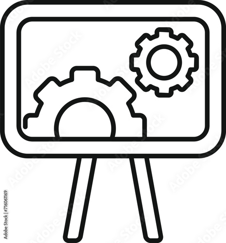 Data gear board icon outline vector. Audience content. Seo engine