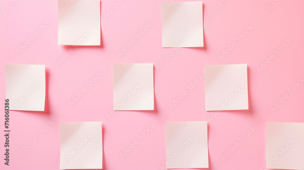 Blank sticky notes on a pink background Blank sticky notes on a pink background