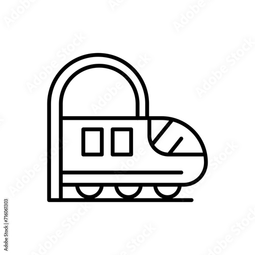 Train tunnel outline icons, minimalist vector illustration ,simple transparent graphic element .Isolated on white background