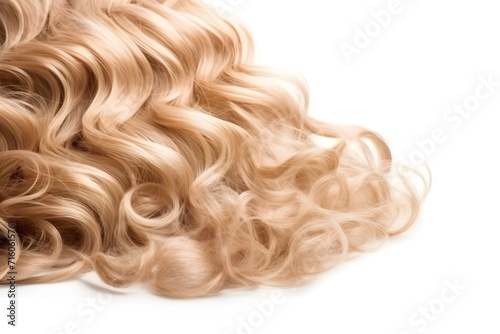 Curly blonde hair isolated on white background