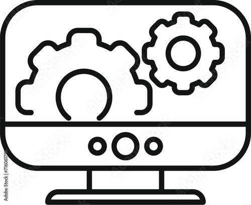 Seo gear computer icon outline vector. Explore online. Global web