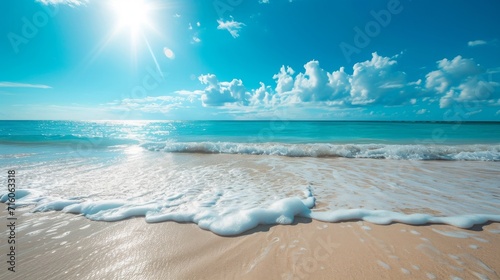 Beautiful Idyllic Peaceful Beach with Gentle Waves and Sunny Skies