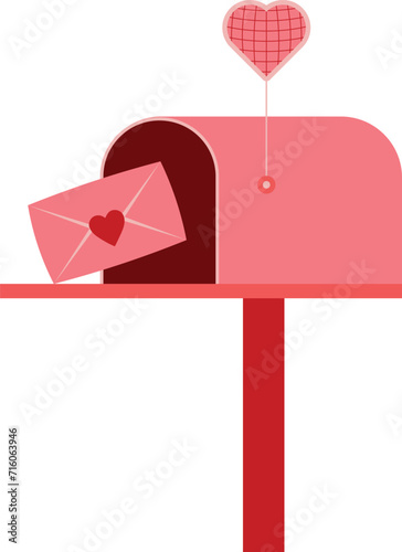 Retro style mailbox, love letters, romantic mail symbol. Vector illustration on transparent background, EPS 10.