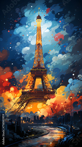 Abstract illustration of Eiffel Tower © toomi123