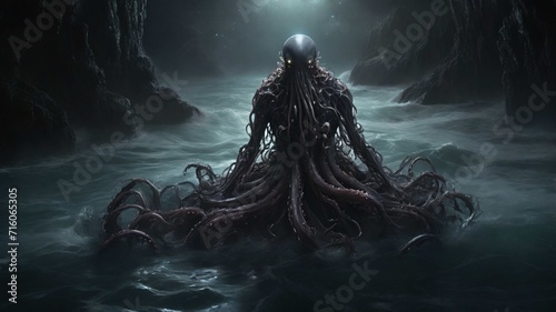 Mysterious dark alien creature monster horror dark fantasy 