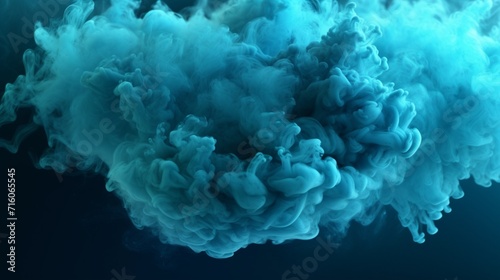 Smoke cloud blue dust floating mist cyan particles Ai Generative
