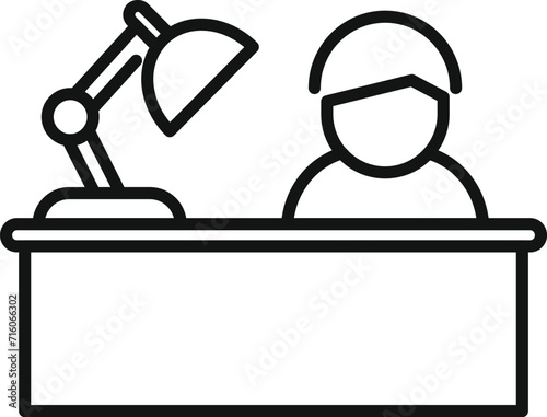 Late desk work icon outline vector. Active fast person. Learning office busy