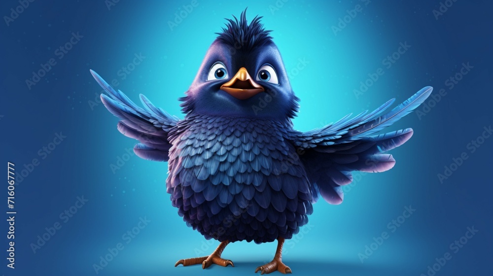 Obraz premium A cute cartoon starling character Ai Generative