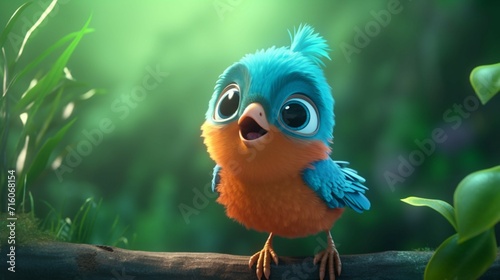 A cute cartoon song birds character Ai Generative © Lucky