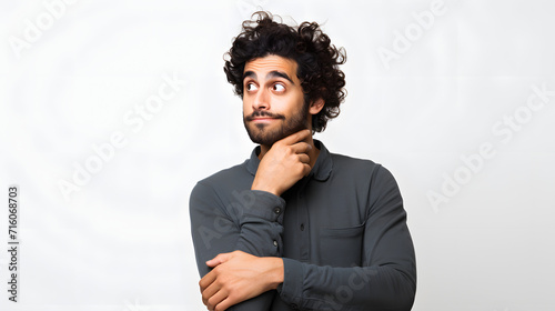Portrait of thinking man with his hand on the chin
