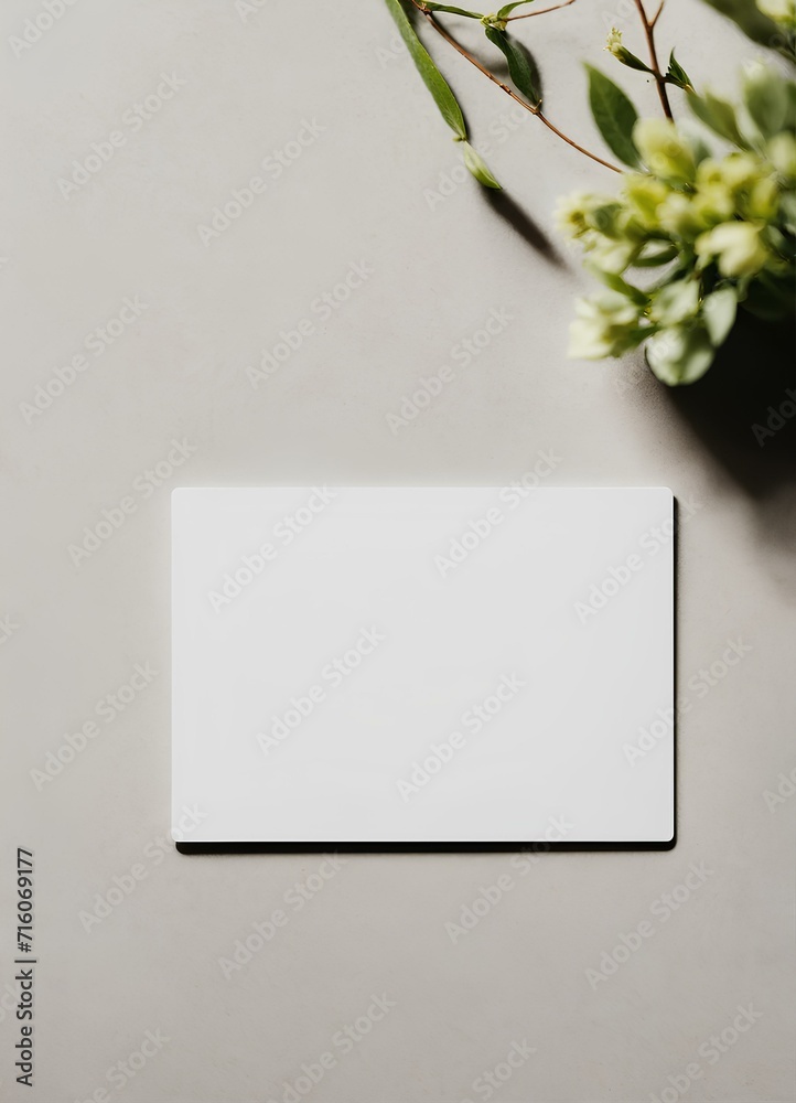 白い紙のカードのクローズアップ、コピースペース、ギフト、背景に花|Close-up of white paper card, copy space, gift, flowers in background. Generative AI 白い紙のカードのクローズアップ、コピースペース、ギフト、背景に花|Close-up of white paper card, copy space, gift, flowers in background. Generative AI