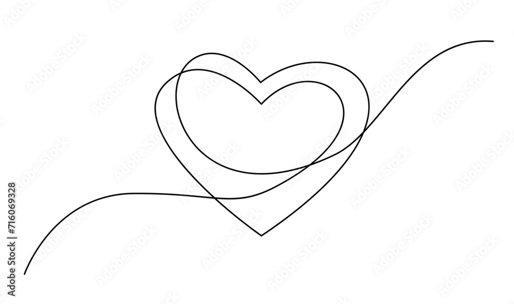 Hearth love continuous line hand writing illustration