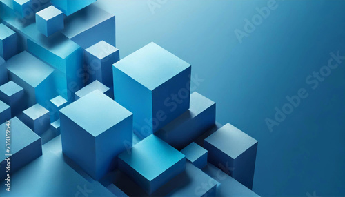 3d blue geometric background design with cubes © New2023