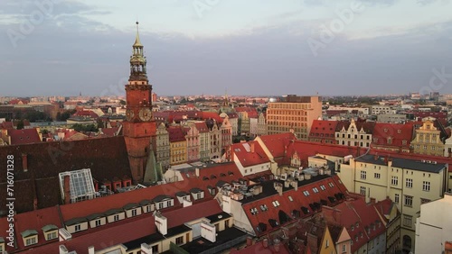 Drone shot of Main Square Wroclaw, Poland 