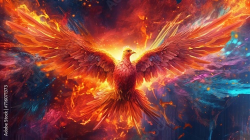 Magic phoenix bird background Ai Generative