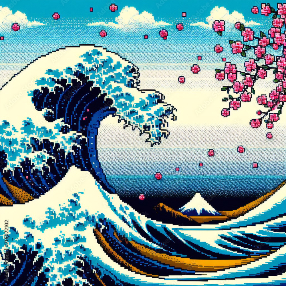 Φωτογραφία Hokusai The Great Wave Of Kanagawa adult coloring page.