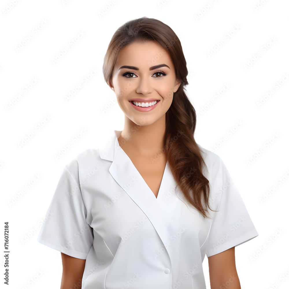 Confident female healthcare professional in a scrub isolated on transparent background Confident female healthcare professional in a scrub isolated on transparent background