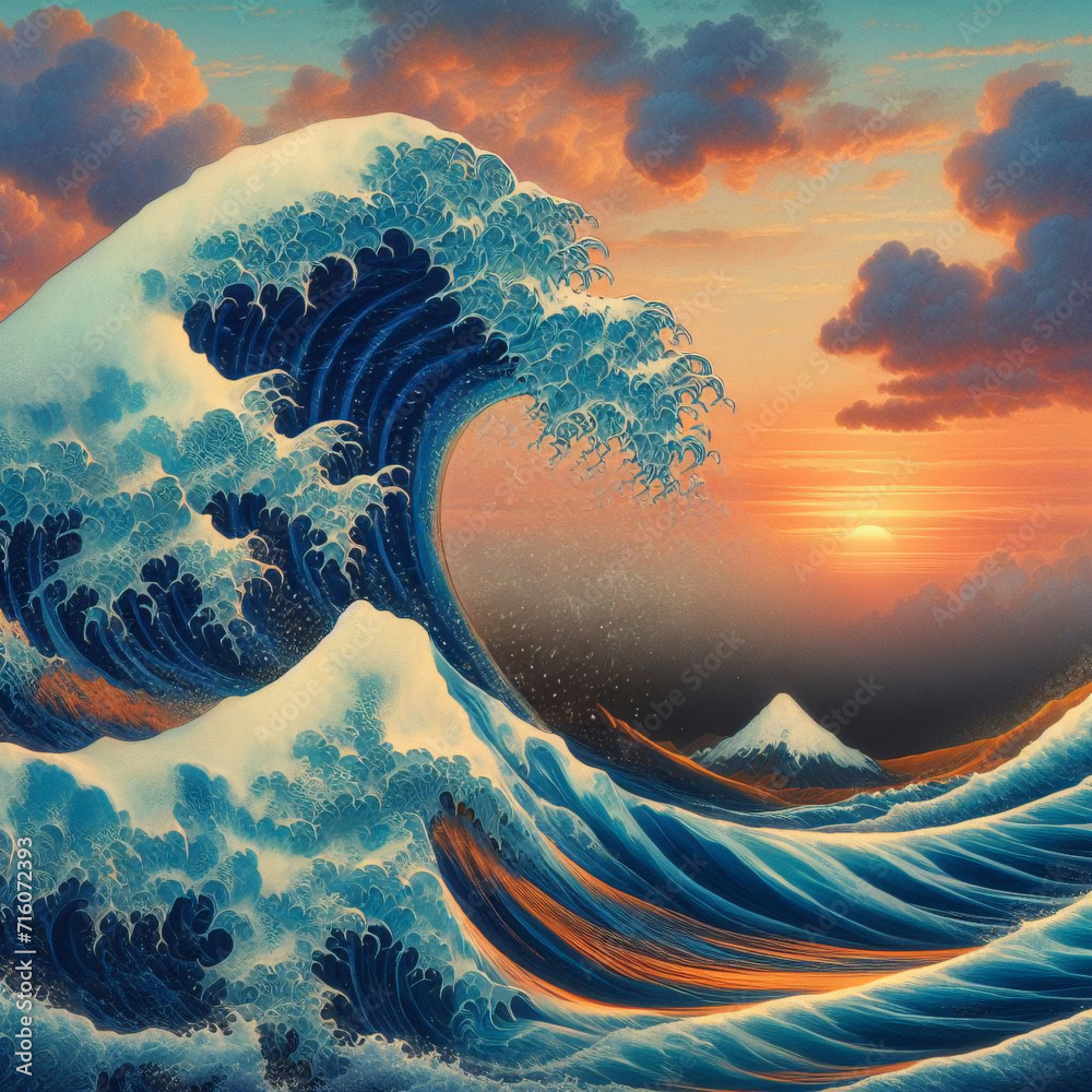 Φωτογραφία Hokusai The Great Wave Of Kanagawa adult coloring page.