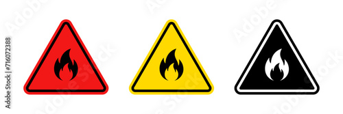 Warning fire icon set photo