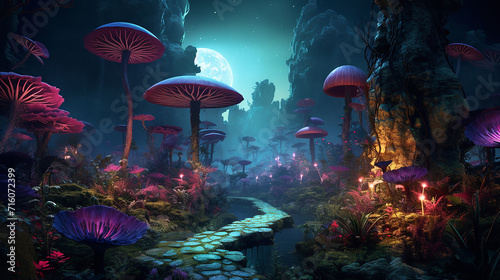 alien botanical garden create scene of botanical garden on alien planet