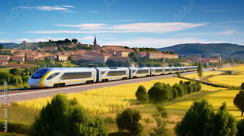 eurostar train passing through the french countryside photo