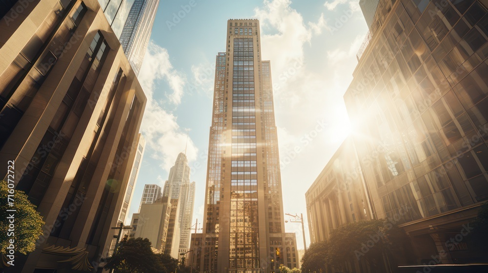 Modern urban downtown skyscrapers, reflection of window glass building with day light, business finance wallpaper background. Modern urban downtown skyscrapers, reflection of window glass building with day light, business finance wallpaper background.