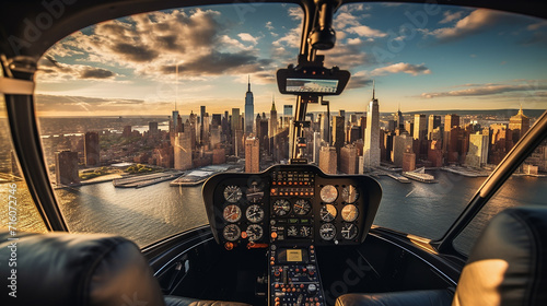 helicopter tour over new york city. helicopter flies over New York City  offering breathtaking views