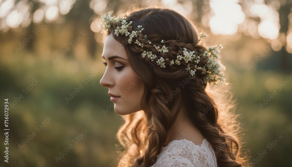 Bohemian Braided Crown, a free-spirited braided crown hairstyle interwoven with small flowers Bohemian Braided Crown, a free-spirited braided crown hairstyle interwoven with small flowers