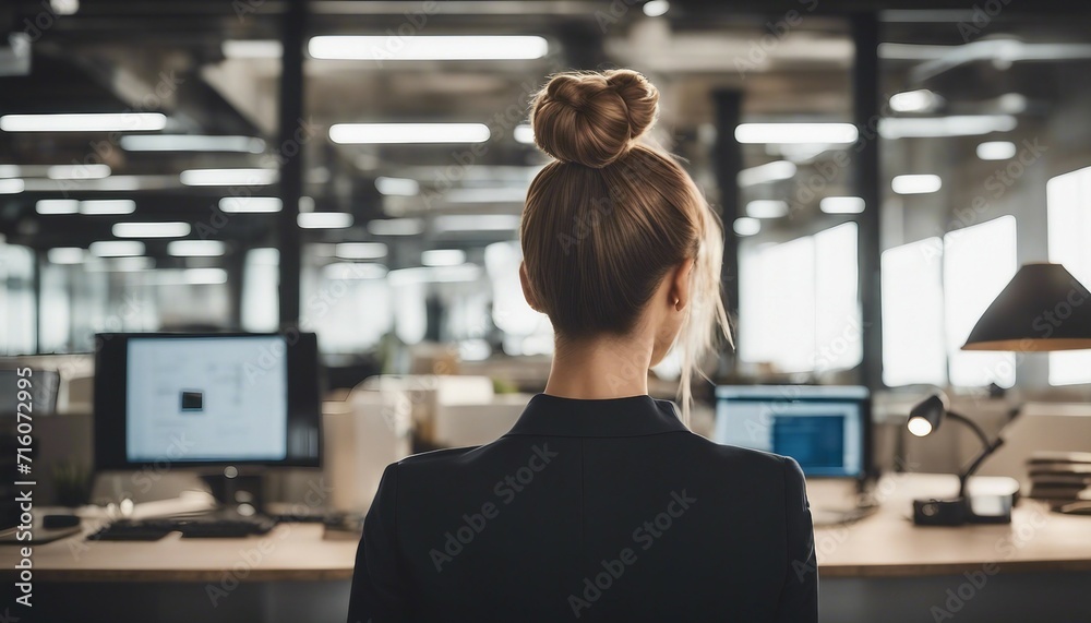 Fototapeta premium Business Casual Loose Bun, a relaxed yet tidy bun for a casual business setting