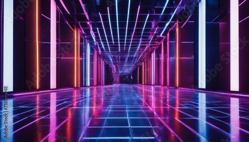 Bold and Bright Futuristic Entryway, where the pathway is lined with alternating strips