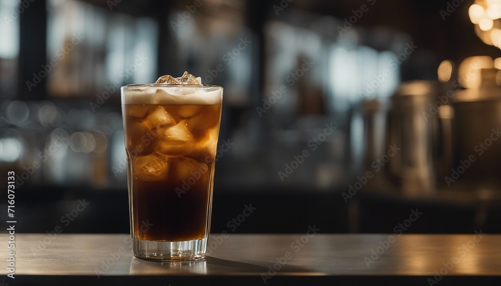 Cold Brew Coffee, a tall glass of cold brew coffee accented with a swirl of cream