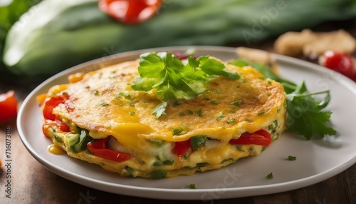 Colorful Veggie Omelette, a fluffy omelette filled with bell peppers, onions, and cheese