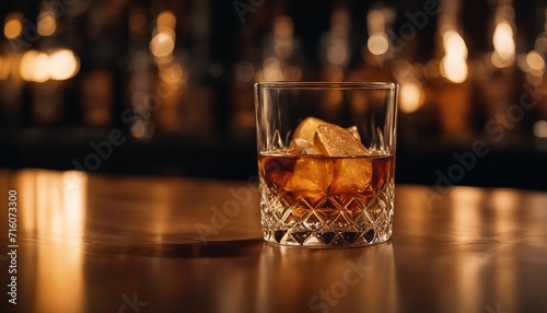 Fiery Ginger Whiskey, a smoky glass of whiskey infused with ginger, backlit with a warm fiery glow 