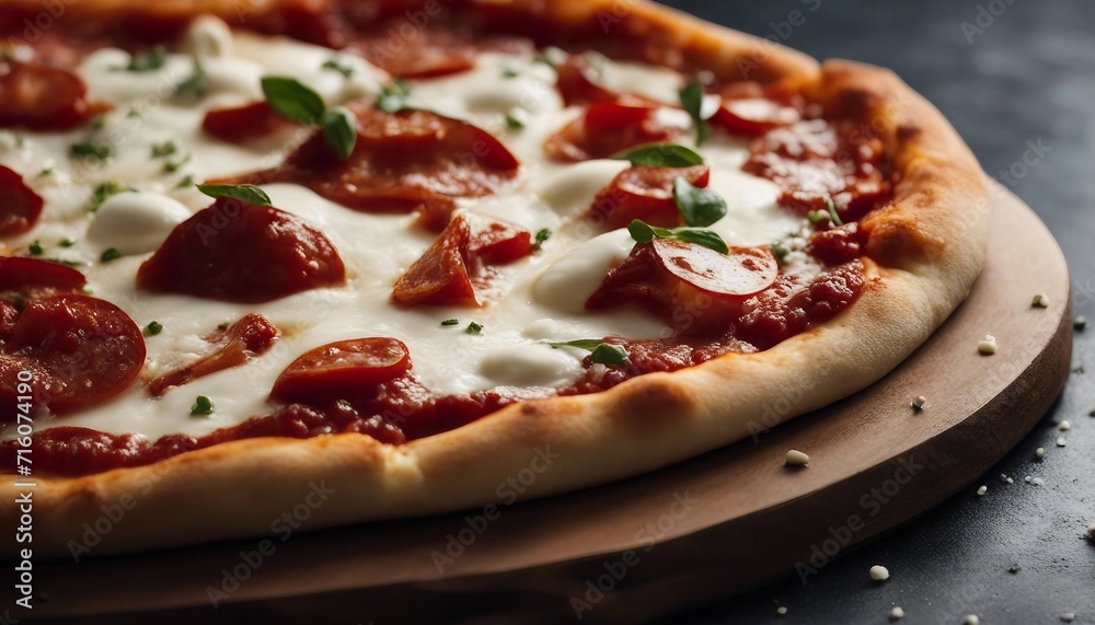Pizza with Stretchy Mozzarella, a freshly baked pizza slice being lifted, with mozzarella cheese